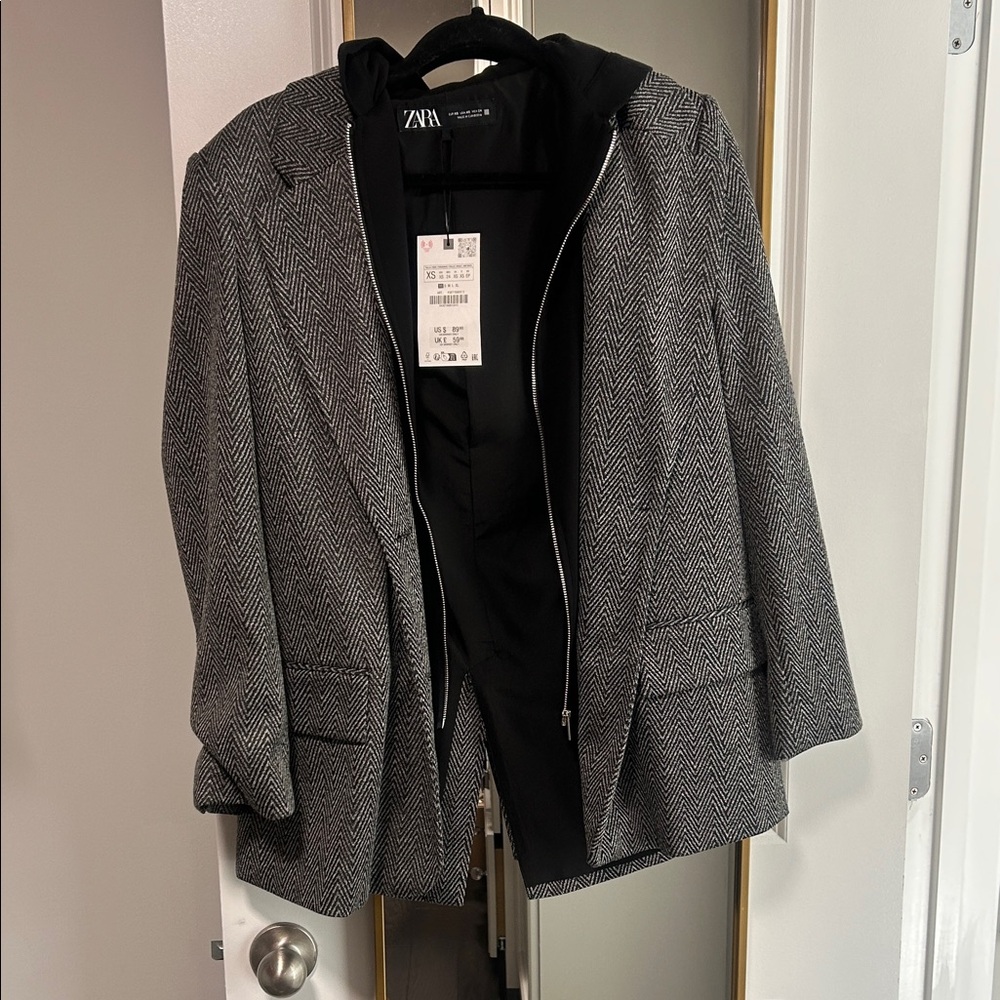 Zara Charcoal Herringbone Jacket